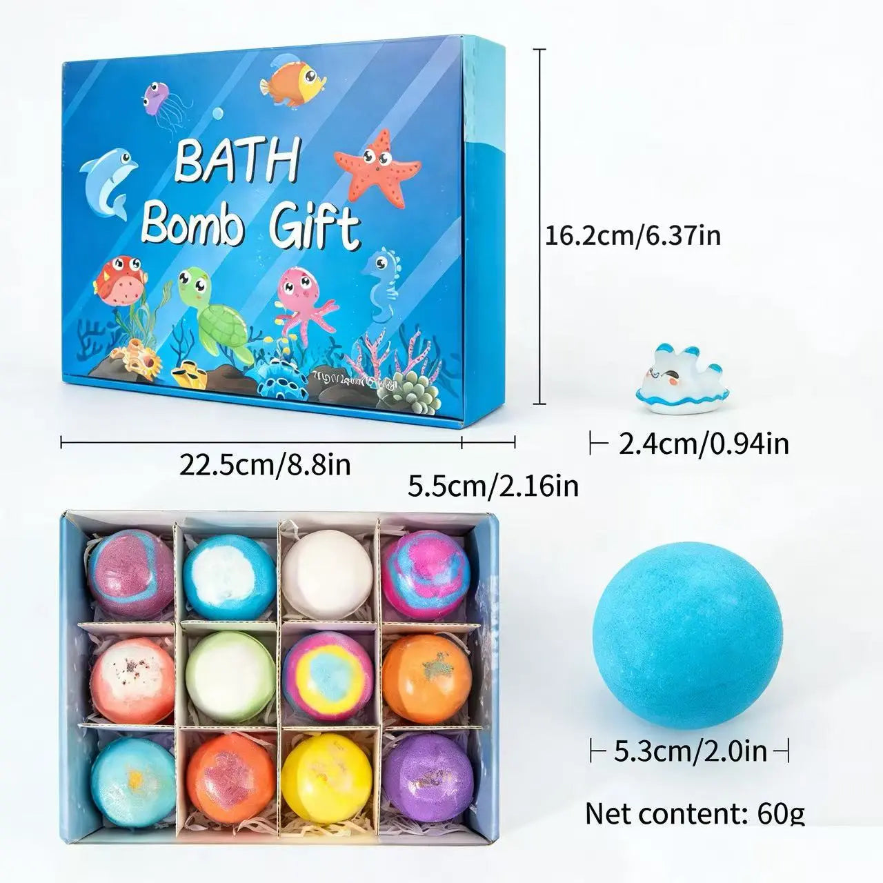 🛁 60% OFF |🌊 Ocean Theme Bath Bombs | 60g*12 Pcs, Foamy Bath Time & Fun Gift Idea ✨